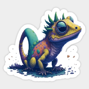 Gamer's Perfect Illustration - Cute Colorful Gekko Sticker